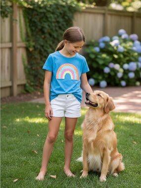 Crewcuts Vibrant Rainbow Blue Tee
